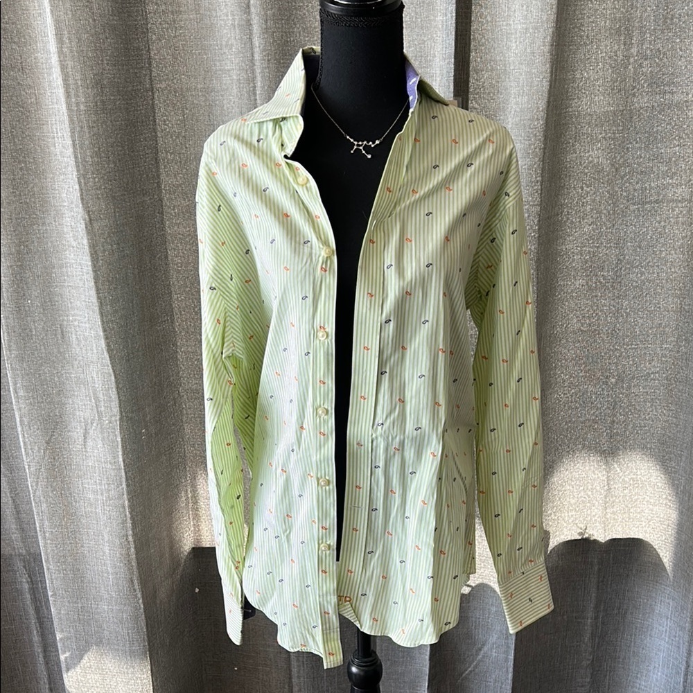Thomas Dean Green Casual Button Down Shirt Lightweight